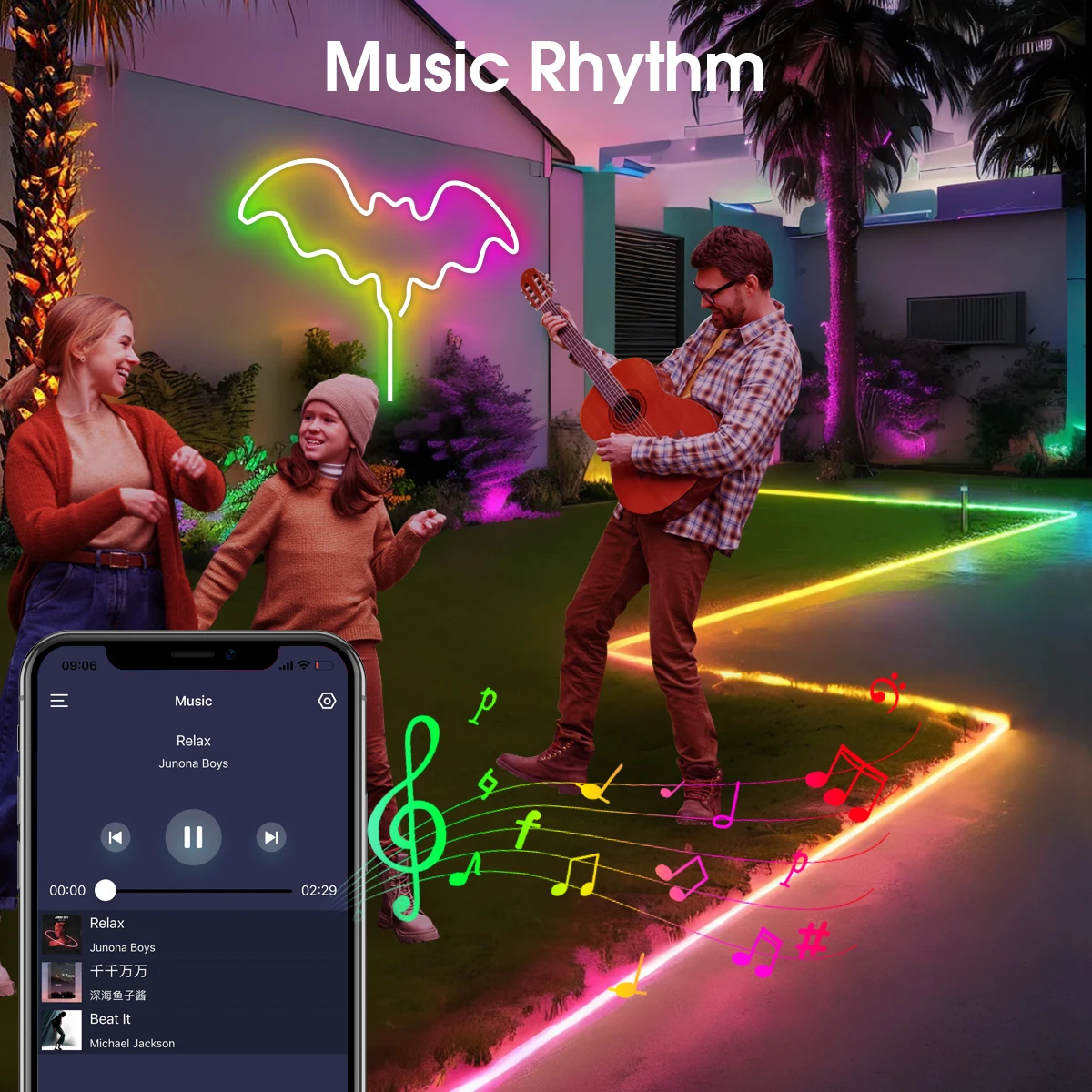 Striscia luminosa al neon LED RGBIC RGB WS2812, nastro al neon con diodo Bluetooth impermeabile USB 5V con telecomando per la decorazione del soffitto della stanza