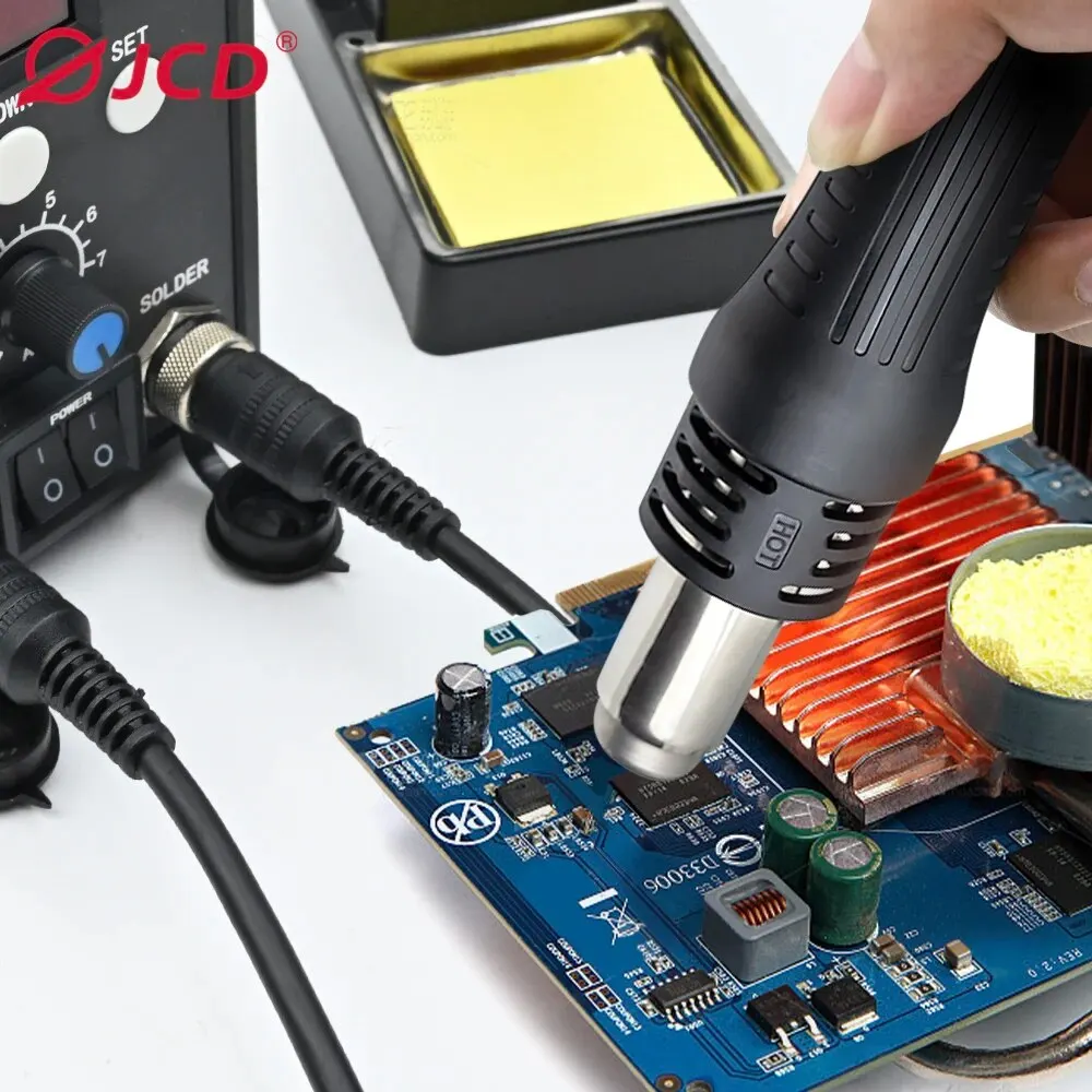 JCD 8586 สถานีบัดกรี 2 In 1 ดิจิตอล ESD เครื่องเป่าลมร้อนปืนความร้อนเชื่อมบัดกรีเหล็ก SMD Desoldering Rework Station เครื่องมือ