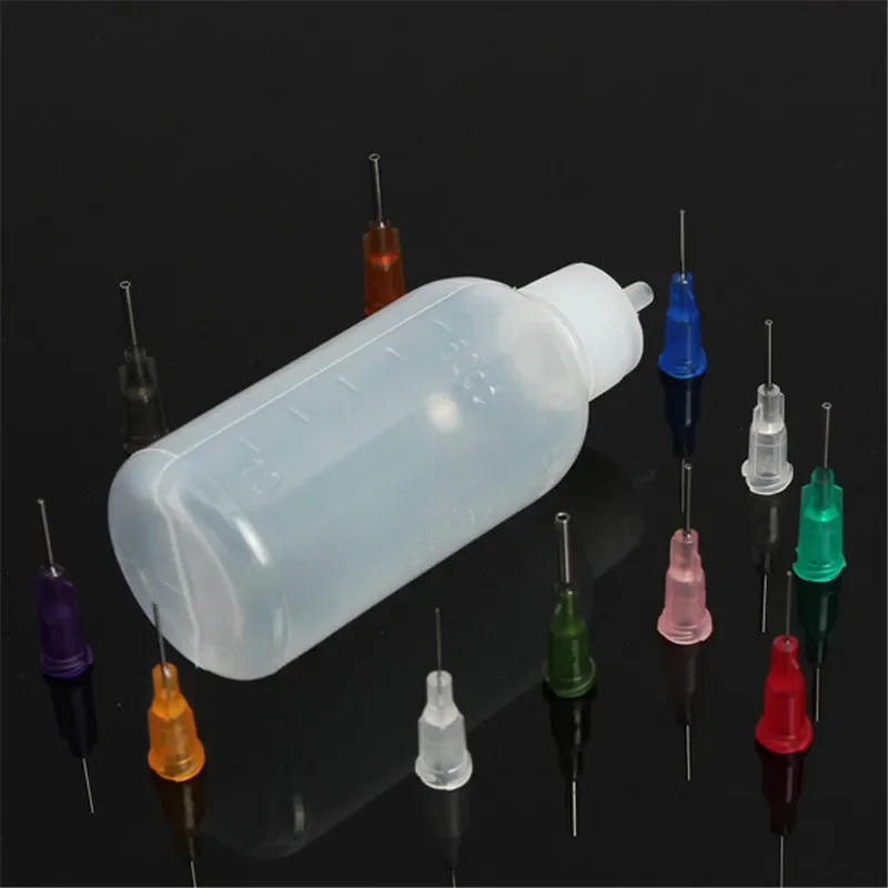 30ml/50ml 투명 접착제 병 폴리에틸렌 바늘 디스펜서 11 바늘이있는 로진 솔더 플럭스 페이스트 용 디스펜스 병