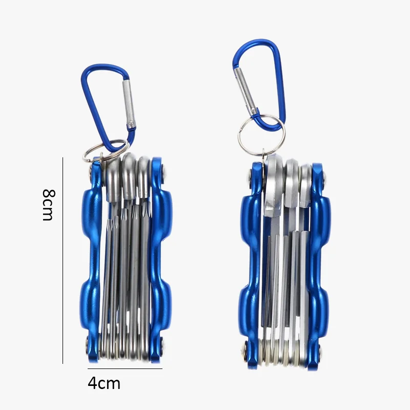 8-in-1 Folding Hexagonal Wrench CR-V Material Multi-functional Folding Wrench for Cycling/work Portable Hand Tool Set