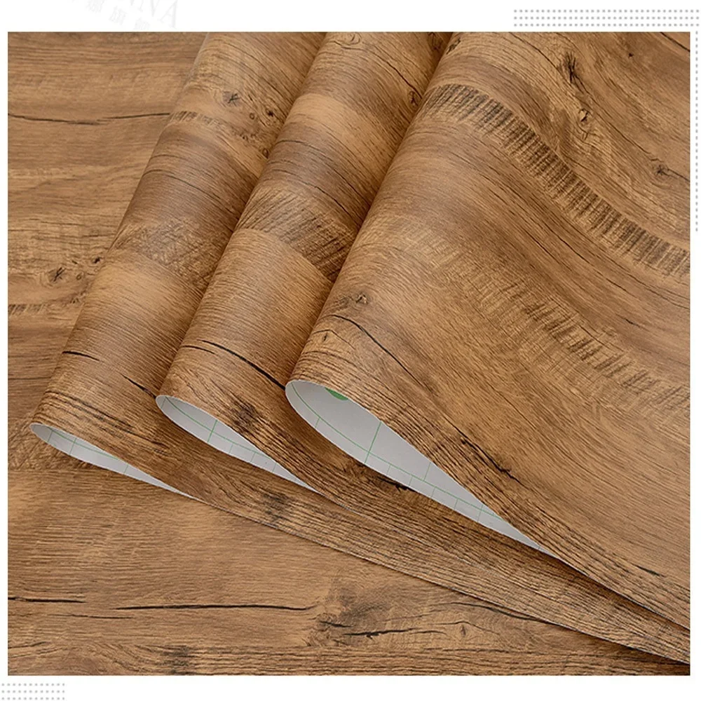 ไม้ Grain Peel และ Stick วอลล์เปเปอร์ Self Adhesive Rustic กระดาษติดต่อแบบถอดได้ Plank สําหรับเคาน์เตอร์ตู้ฟิล์มไวนิลม้วน