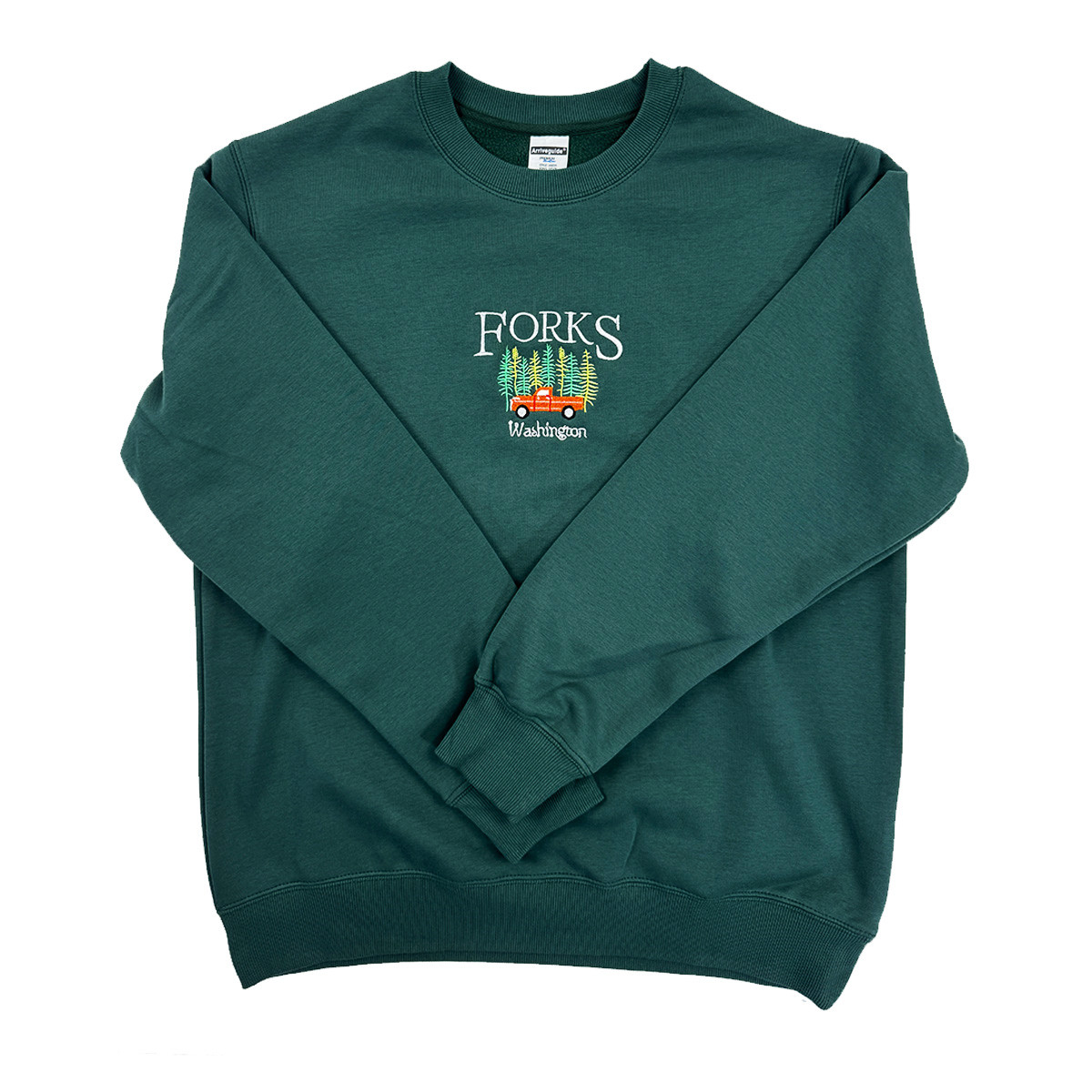 Forks Washingtonสไตล์วินเทจปักเสื้อUnisexฤดูใบไม้ร่วงหลวมผ้าฝ้ายหนาเสื้อ80S 90S Casual Pullover