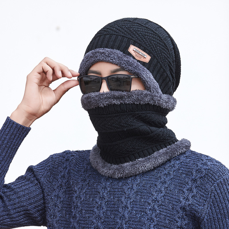 Verdickte Wintermütze für Herren, warmer Samthals, integrierte Mütze, verdickte Wollmütze, wind- und kältebeständige Damenmütze