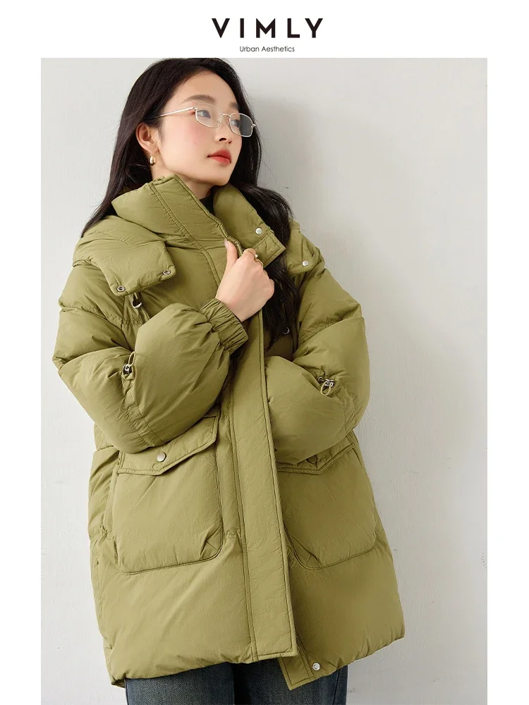 Vimly abrigo de invierno para mujer, abrigos de plumón, chaqueta larga de plumón, Chaqueta de plumón de pato con capucha para mujer, abrigo grueso y cálido de lujo, longitud media, para invierno, 2022, 50302