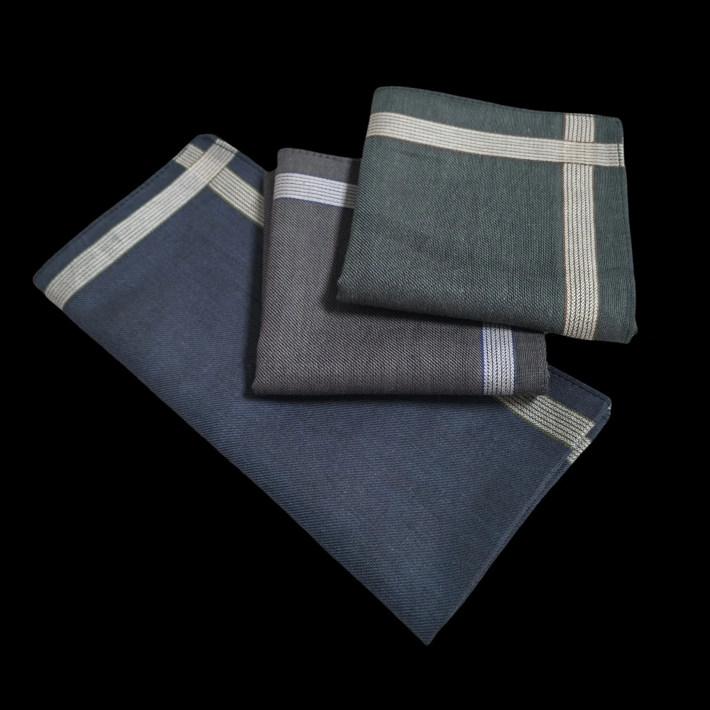 Dünner Sensor, 3-teiliges Gentleman-Taschentuch-Set aus reiner Baumwolle, schlichtes Satin, Anzugtaschentuch, weich, Gentleman43 cm/16,9 Zoll