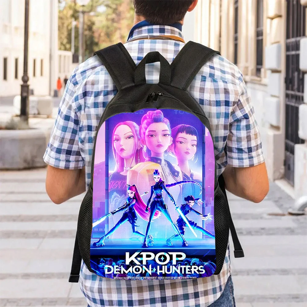 K-pop demon huntes moda mochila para meninas meninos anime dos desenhos animados grande capacidade mochila crianças multi-função bolsa de ombro