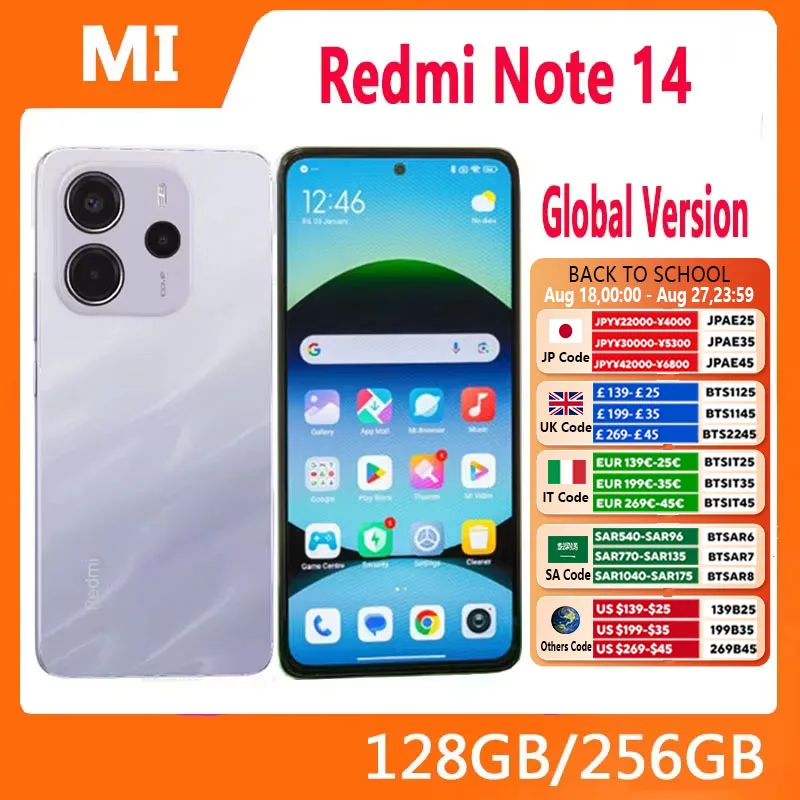 【Marchio+】 Versione globale Xiaomi Redmi Note 14 MediaTek Helio G99-Ultra 108MP AI 5500mAh Display AMOLED da 6,67" 120Hz