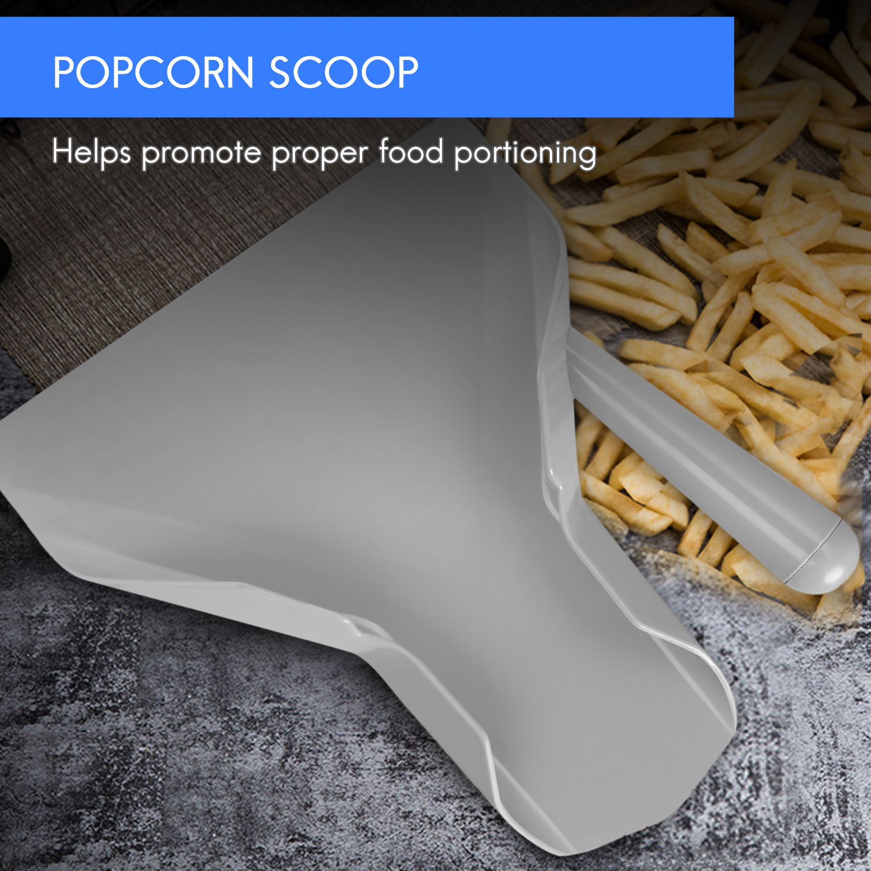 พลาสติก Chip Scoop French Fries Shovel Loader บรรจุภัณฑ์ชิปพลั่วช่องทาง Popcorn Fast Food ขวา