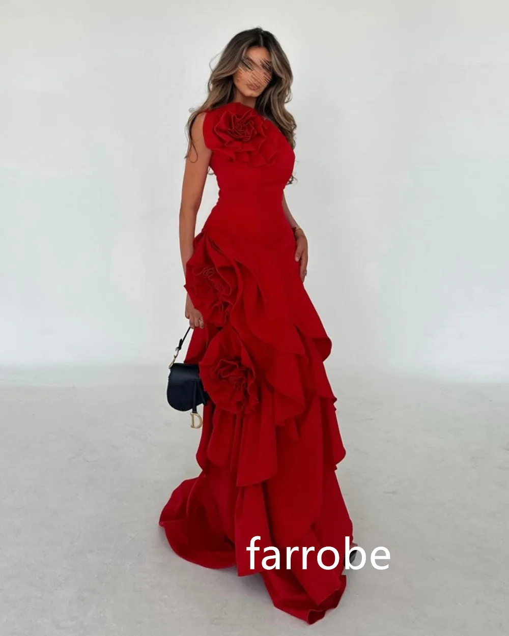 ที่กําหนดเองคุณภาพสูง JERSEY จีบทรัมเป็ตดอกไม้ MIDI ชุดราตรีคลาสสิกประณีตสไตล์โมเดิร์น Pastoral จีน