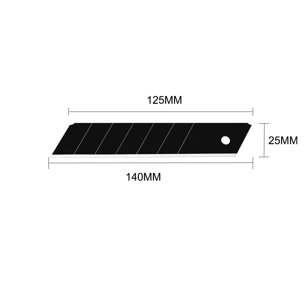 10 peças/1 caixa 25mm sk5 lâmina de aço inoxidável preto prata faca retrátil cortador snap-off facas utilitárias de bolso atacado