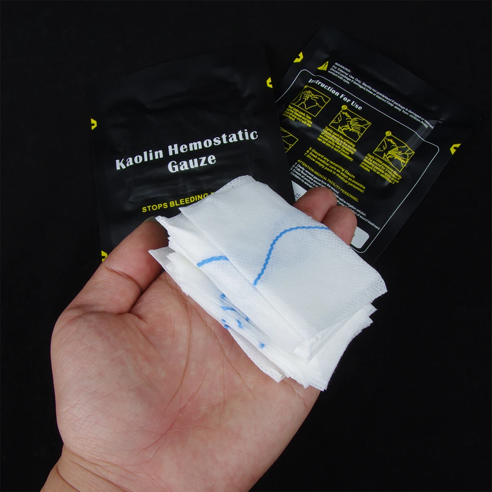 Gaze de caulim hemostática combate trauma de emergência z-fold solúvel para ifak tático militar kit de primeiros socorros curativo médico