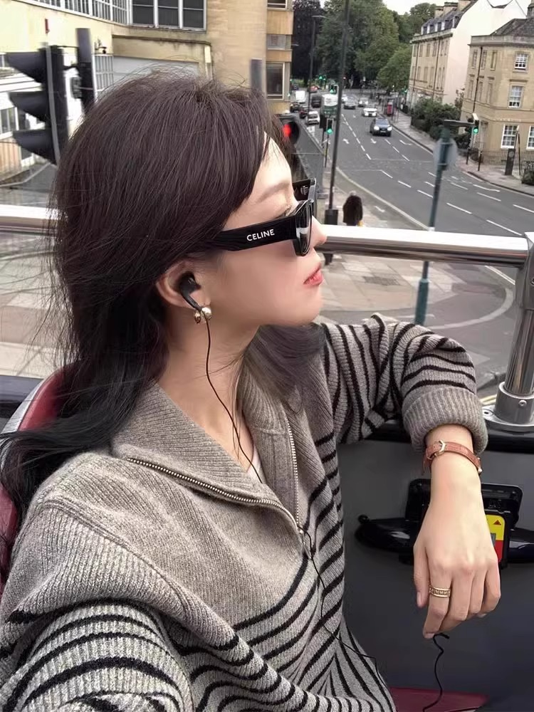 MD-女性用ストライプカーディガン,ジッパー付き,韓国スタイル,厚手,ハーフオープンカラー,レトロ,グレー,秋冬