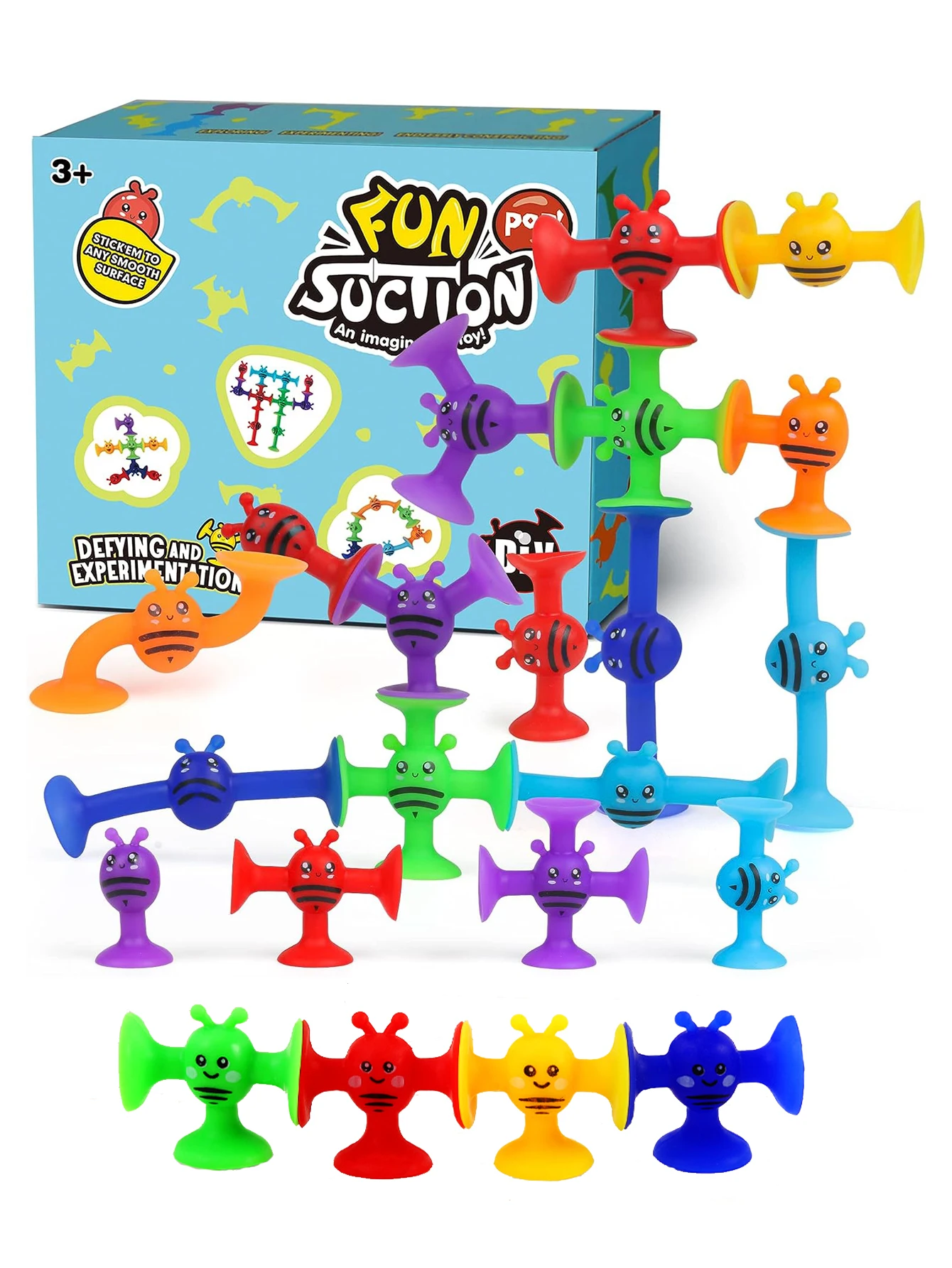 Kleine Bijen Zuignap Speelgoed Set, Zachte Bouwstenen Pop Sucker, Ouder-Kind Interactief Spel, Raam Bad Speelgoed