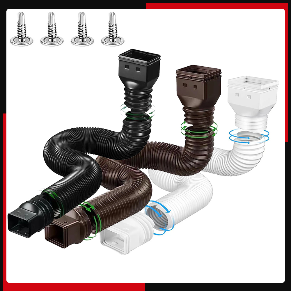 รางน้ําฝน Downspout Extensions ท่อระบายน้ําแบบยืดหยุ่น Downspout Extender Connector พร้อม 3x4in และ 2x3in ตัวเชื่อมต่อสกรูสําหรับรวม