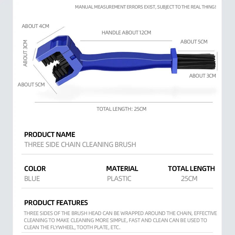 Cepillo para cadena de bicicleta, limpiador de cadena de bicicleta de carretera y motocicleta, cepillo para volante, lavadora portátil, herramientas de limpieza de suciedad para Motocross, mantenimiento