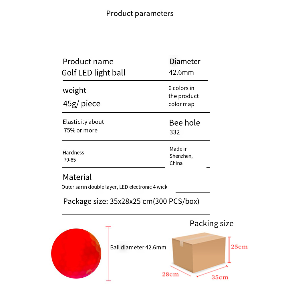 Pelota de práctica de 3 capas con LED de Golf luminosa y duradera, pelotas de Golf brillantes de larga duración que brillan en la oscuridad para práctica nocturna