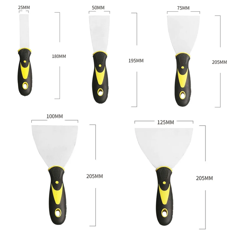 Juego de 1/2/3/4/5 pulgadas, cuchillo raspador, pala, espátula de llenado, pintura, Spackle, herramientas de limpieza Industrial para el hogar