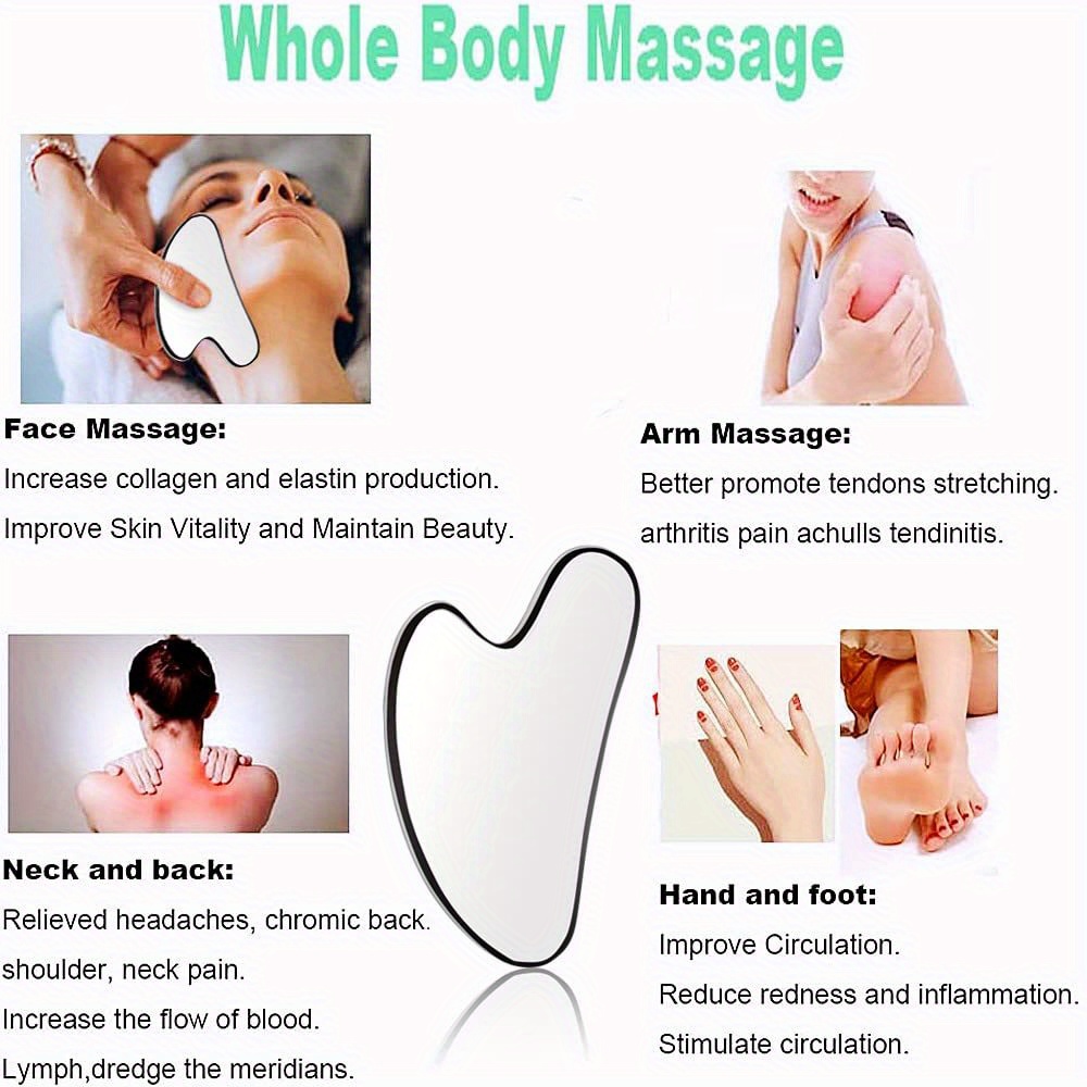 Edelstahl-Gua-Sha-Schaberwerkzeug, Guasha-Massagegerät-Set zum Schaben von weichem Gewebe, verwendet für Rücken, Beine, Arme, Nacken, Schulter