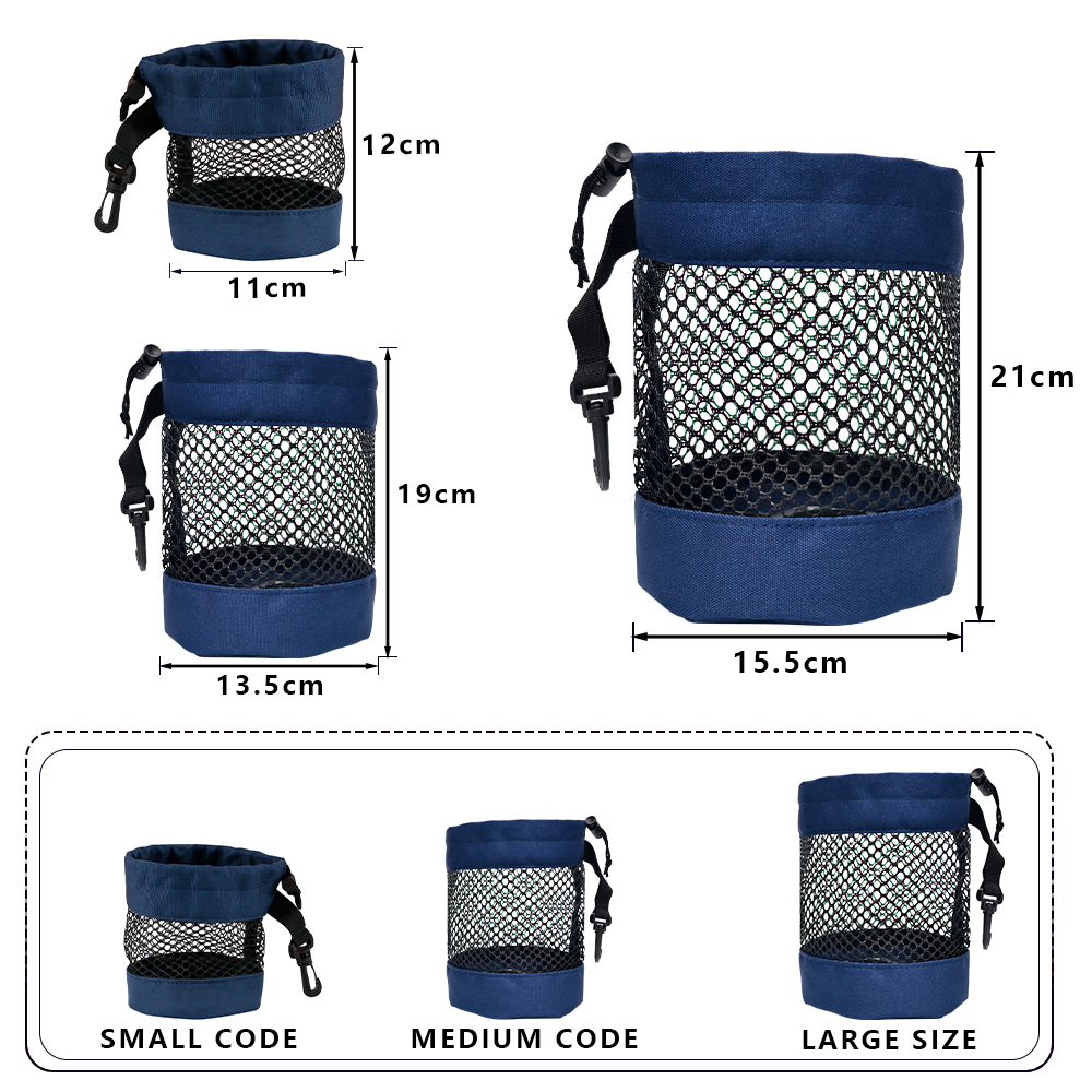 Borsa da golf nera da 1 pezzo, con nylon a rete di alta qualità e clip in plastica da appendere, comoda da appendere al sacco da golf