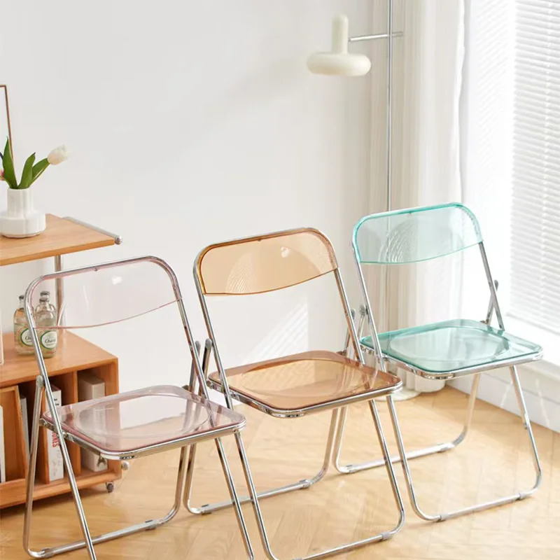 Transparent Folding Chair Acrylic Dining Chair Ins Style Makeup Chair For Dining Room Sleek Modern Housewear & Furnishings