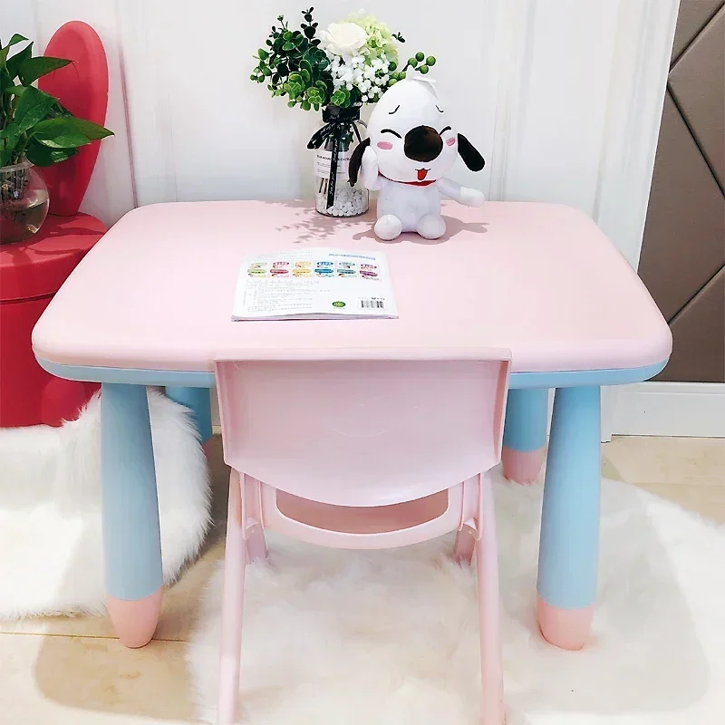 Conjunto de mesas e cadeiras de plástico infantil, mesa de aprendizado do jardim de infância, jogo do bebê, mesa de livro