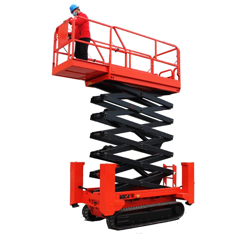 Ascensore elettrico a forbice Ascensore idraulico a forbice per impalcature elettriche cingolate da 12 m 500 kg