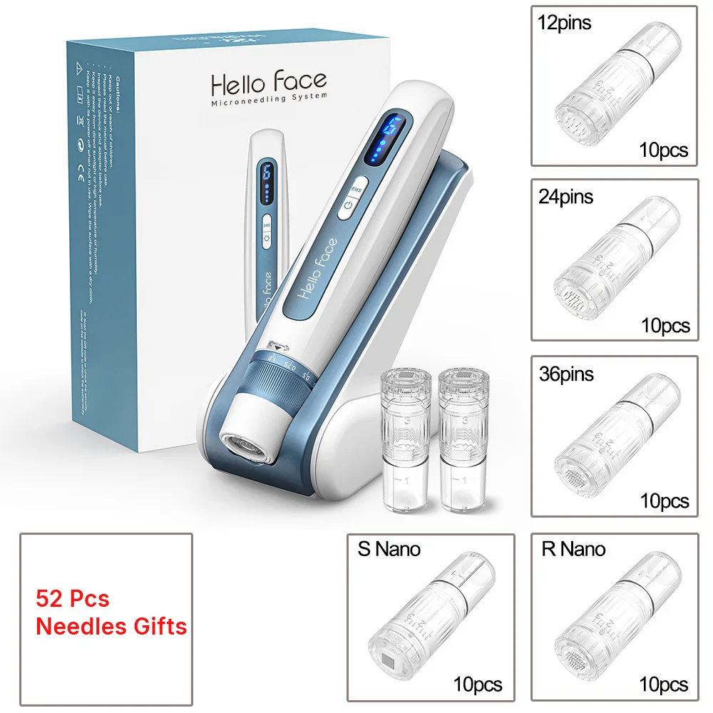 Hello Face H5 с 52-игольным картриджем, оригинальная профессиональная ручка Derma Pen 2 в 1, ручка EMS с автоматической инфузией и микронидлингом