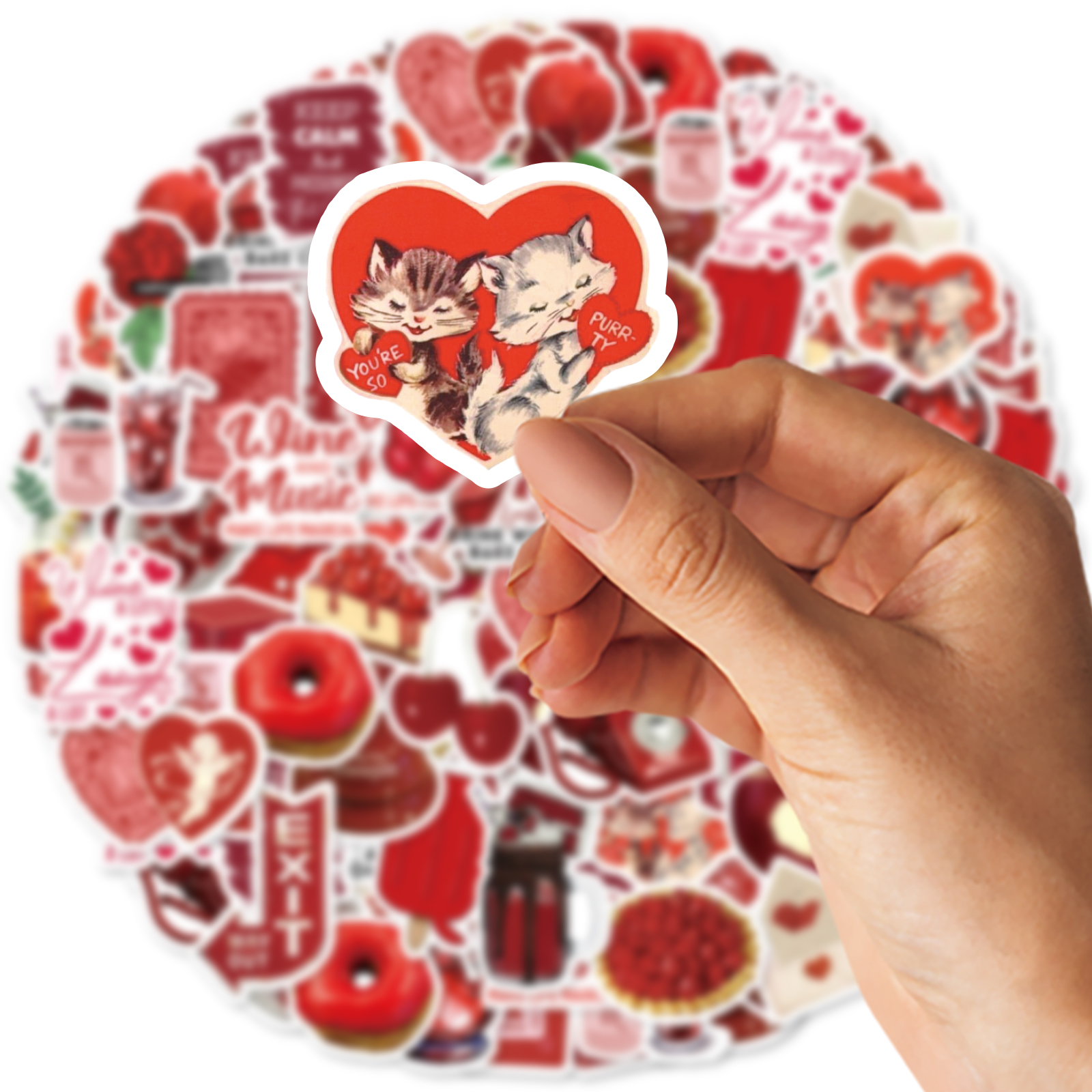 30 個ローズ、チェリーレッド落書きステッカー装飾ノートブック水カップスーツケースギタークラシックおもちゃスクラップブック防水 PVC デカール