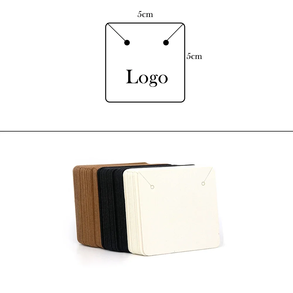 100PCS 19 Sizes White Black Brown Kraft Paper Custom Cardboard For Jewelry Earring Display Card Necklace Holder Stand Packages