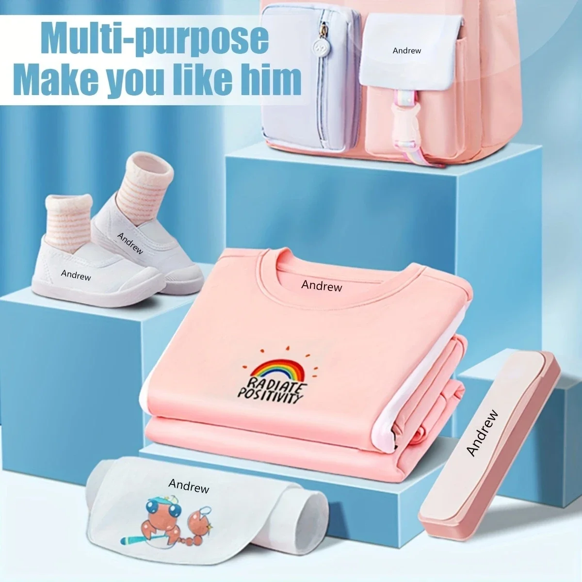 Customized name stamps for kids,personalized waterproof stamp for clothing,back to school ink pad name seal for Student&Child