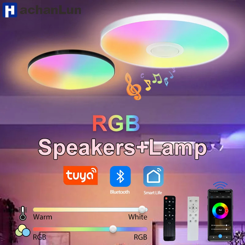 LED Light RGB Smart Ceiling Light with Speaker 30W 36W Audio Music Play TUYA APP Bluetooth WIFI Home Decor Bedroom Living Room