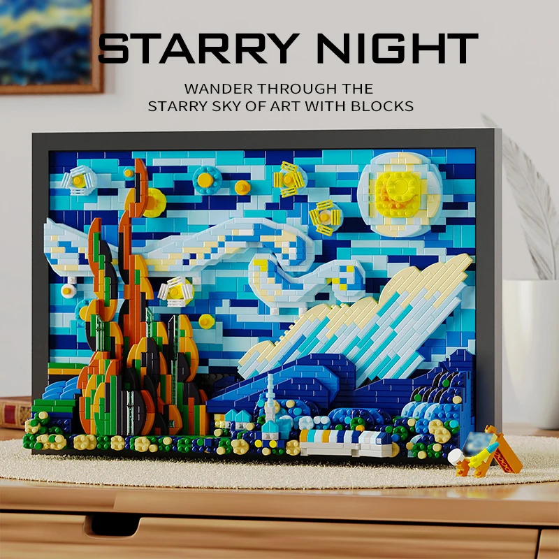 1731pcs 3D olieverfschilderij bouwstenen, beroemde kunst DIY fotolijst voor huisdecoratie volwassenen en kinderen gemonteerd speelgoed cadeau ​