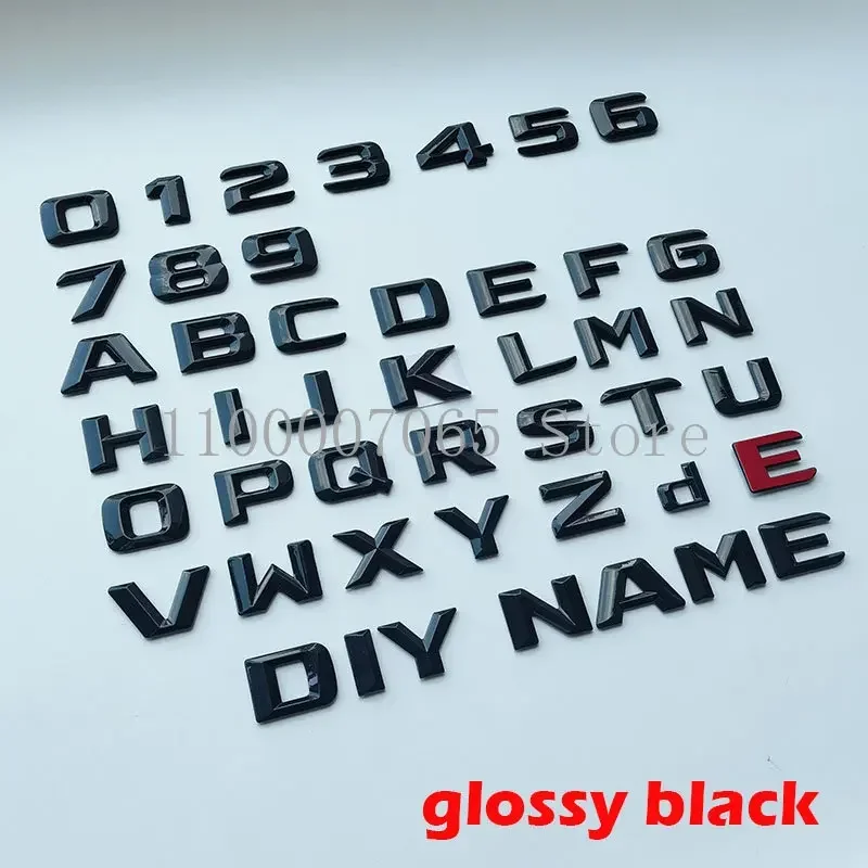 DIY 2015 シャープ文字数字 0-9 A-Z ABS エンブレム A200 C300 GLA180 などフルシリーズ車のトランク銘板ロゴステッカークロームブラック