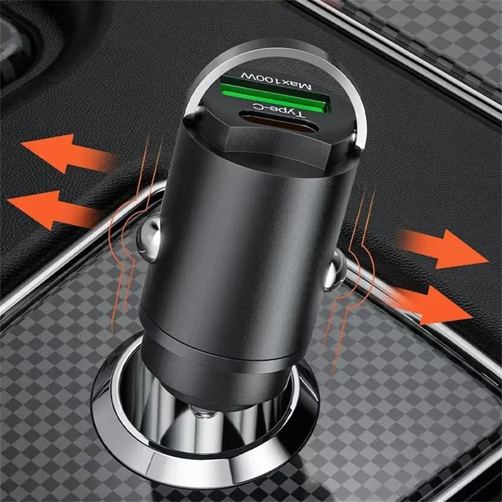USB 100W Mini Auto Ladegerät Schnelle Lade Kopf Zigarette Leichter im Auto Für Xiaomi Samsung Huawei QC3.0 PD Typ C Auto Telefon Ladung