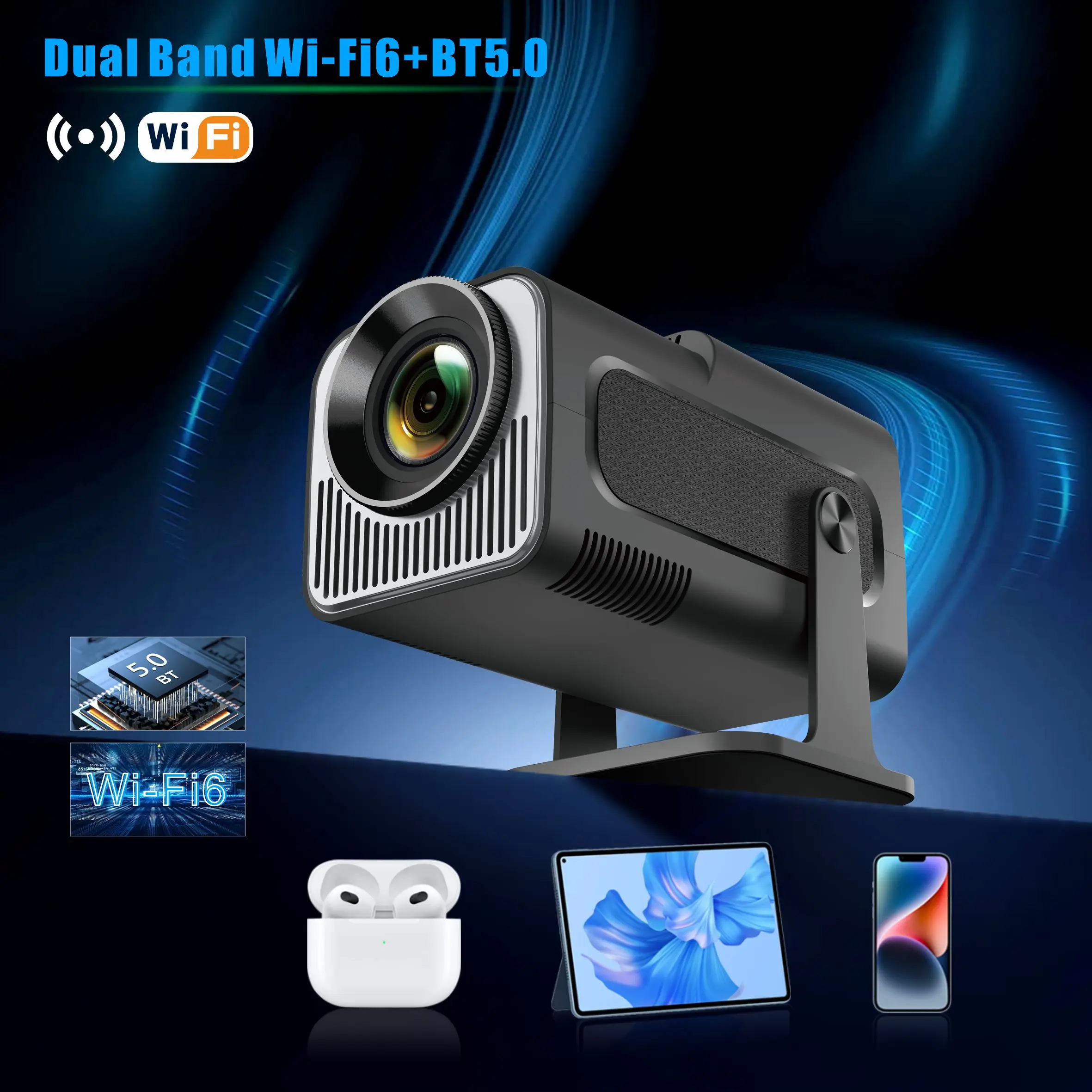 Salange-ミニLEDホームシアタープロジェクター,スマートTVデバイス,Android 11.0, 300ansi,720p,wifi,1080p,4k,hd経由,キャリングバッグ付き,hy320