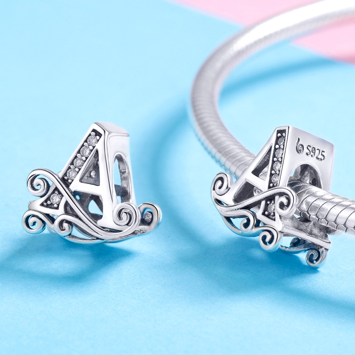 WOSTU Plata de Ley 925 A-Z 26 letras cuentas deslumbrantes ajuste Original pulsera colgante brazalete para mujer joyería CTC030