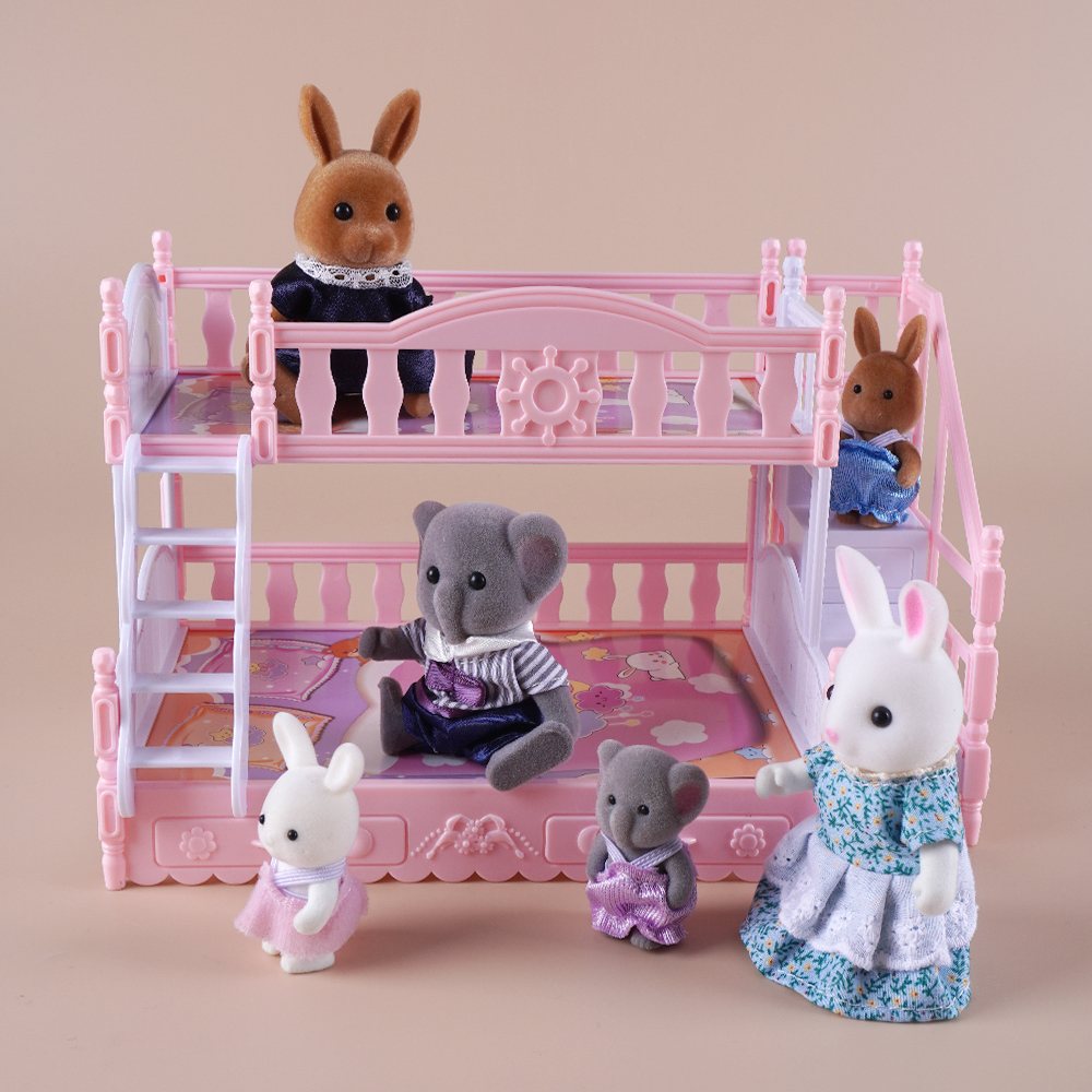 アイスクリームトラックシミュレーションミニチュアシーンディスプレイ女の子、赤ちゃんのベッド、デザート、二段ベッド、バスルーム、キッチンおもちゃ、1:12ドールハウス