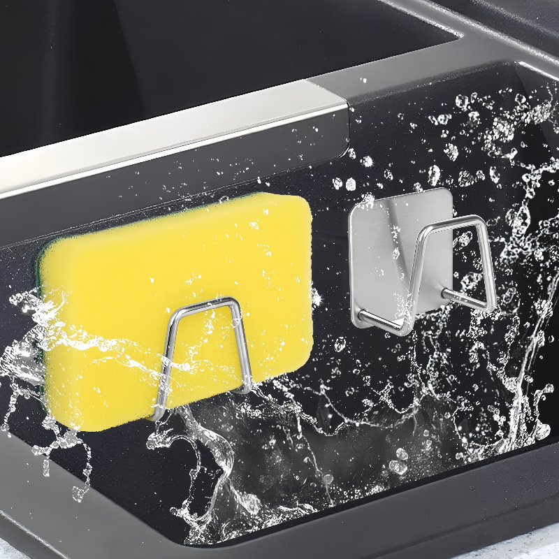 ที่วางฟองน้ำครัว สแตนเลส อ่างล้างจาน ฟองน้ำ ท่อระบายน้ำ ราวตากผ้า มีกาวในตัว ที่เก็บของ ตะขอแขวนผนัง ออแกไนเซอร์ในครัว