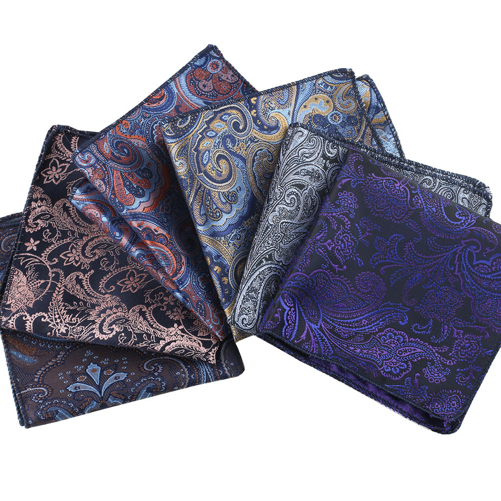22 cm Klassieke Paisley Pochet heren Polyester Jacquard Zachte Zakdoek Bruiloft Pak Accessoires Smoking Formele Zakdoek