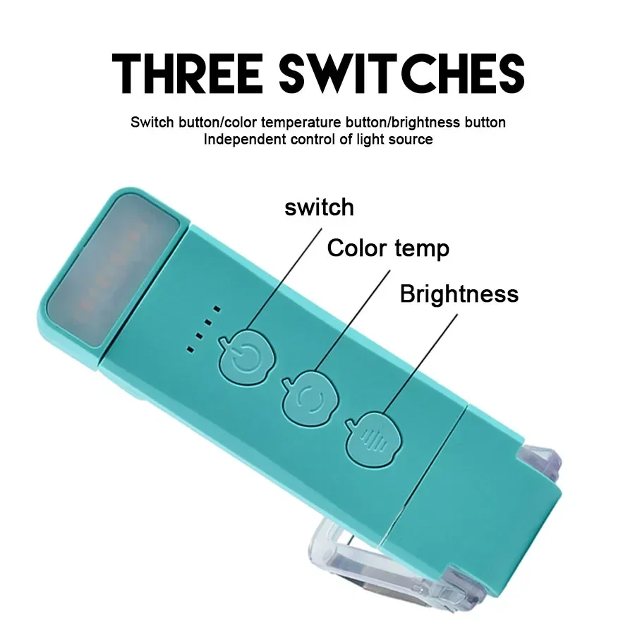 Lampe de lecture aste par USB, 3 couleurs, 5 luminosités, 1800K-6000K, lampe de lecture à clipser, veilleuse pour signet