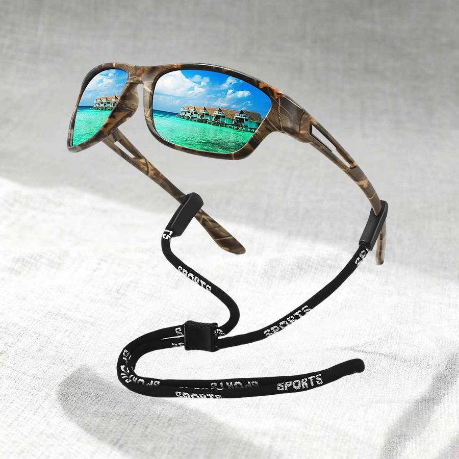 Fashion Pattern Frame With Chain  Sport Sunglasses Men Women Driving Fishing Cycling Mountaineering Sports Man UV400 SunGlasses