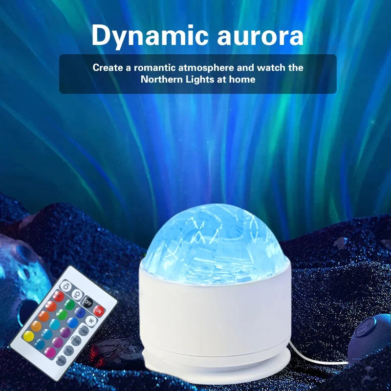 Lampada per proiettore Northern Aurora/ondulazione d'acqua Luce notturna a LED con telecomando Decorazione per feste Proiettore di luce Luce d'atmosfera