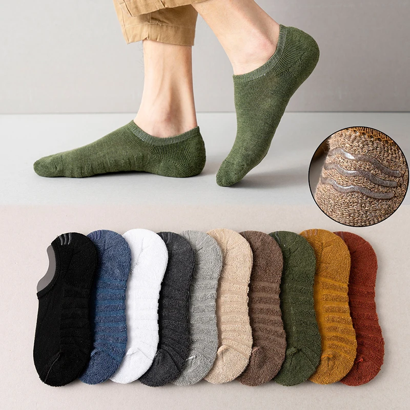 5 pares de calcetines cortos de algodón de alta calidad para hombre, calcetines tobilleros informales suaves de corte bajo, antideslizantes, transpirables, para verano y otoño 2022