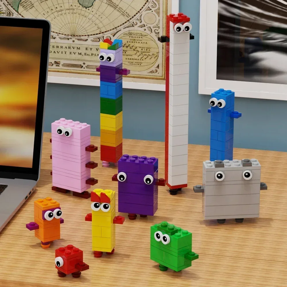 MOC จํานวนอาคารอิฐหนึ่งถึงสิบคณิตศาสตร์ดิจิตอลเปลี่ยน DIY บล็อกการศึกษาเดสก์ท็อปเครื่องประดับของเล่นเด็กของขวัญวันเกิด