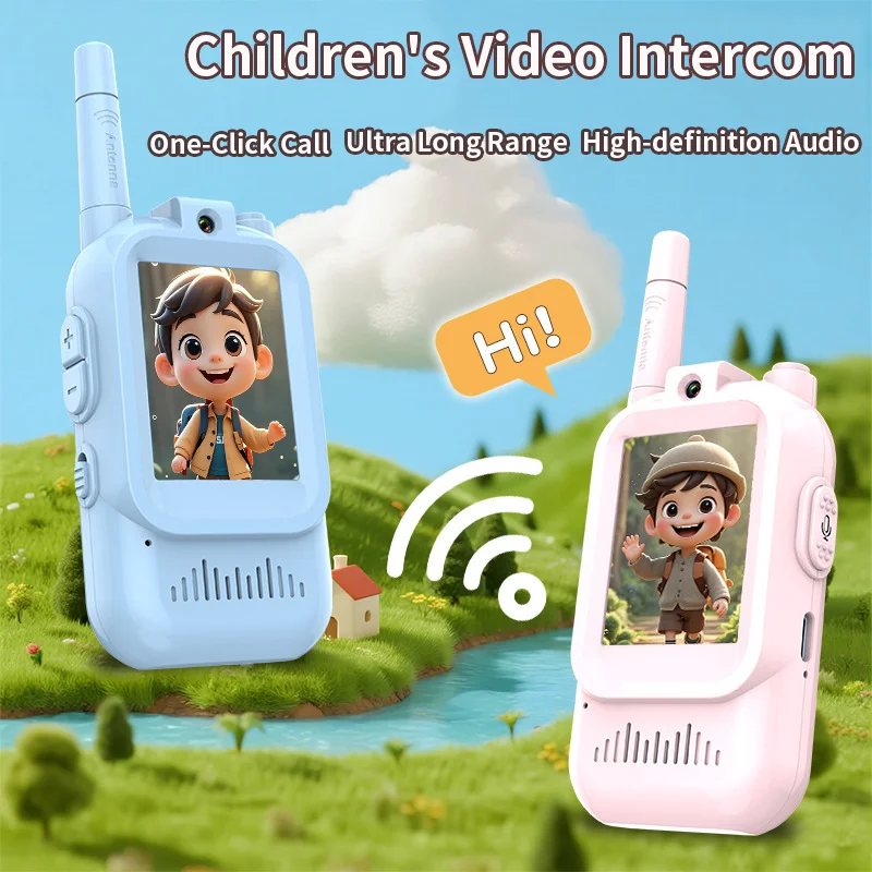 Children's Video Intercom 2-inch High-definition Screen Rechargeable Voice Fonts One-Click Call Cartoon Intercom Gift For Kids