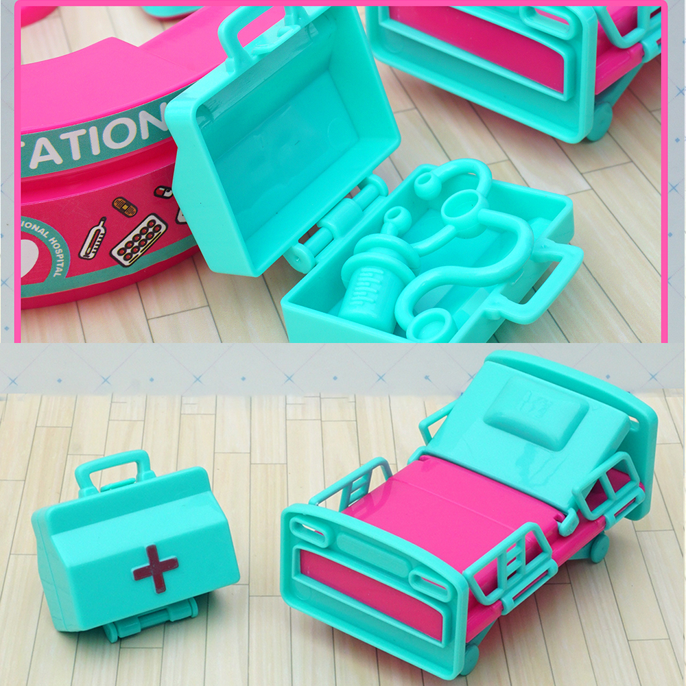 1/12 인형 집 병원 침대 의사 청진기 모조 카운터 척 놀이 소형 가구 액세서리 간호사 의료 선물