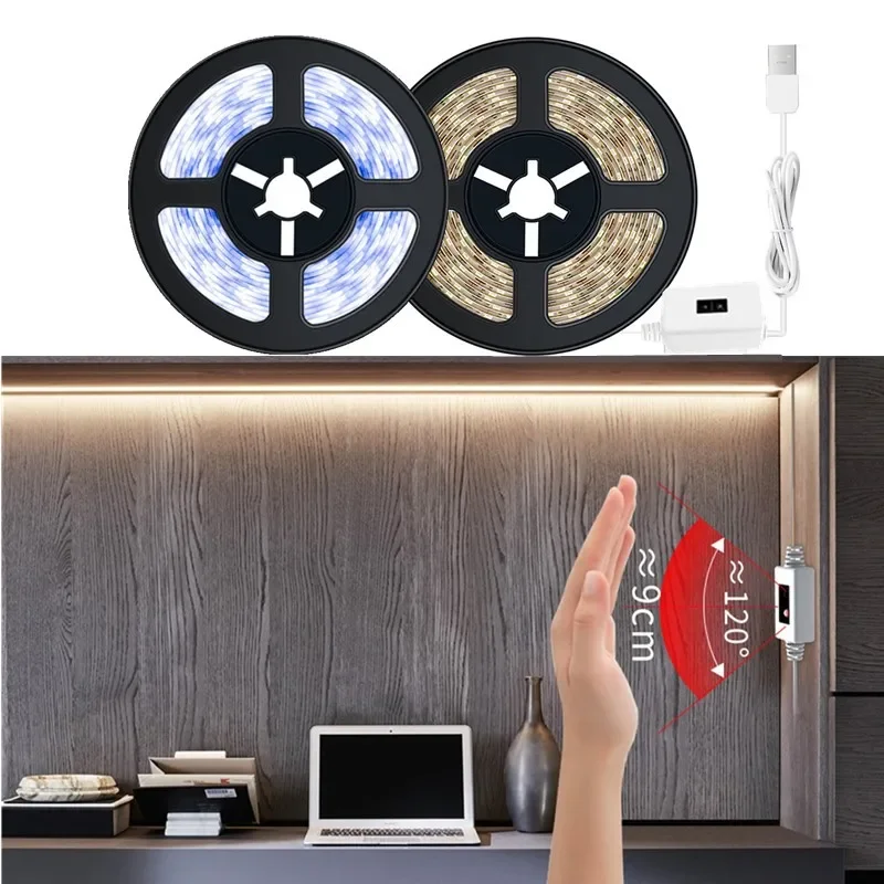 Światło LED pod szafkę 5V, inteligentny ściemniacz USB, sterowanie gestami, do szafek, garderoby, kuchni, szafy, blatu, sypialni