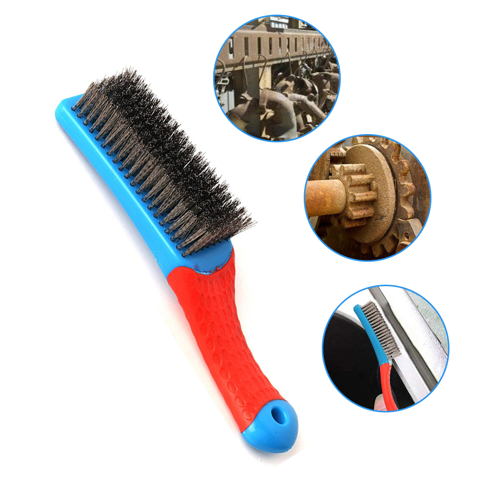 160mm Multipurpose Steel Wire Brush Plastic Handle Rust Removal Kitchen Cleaning Polishing Rust Removal Cleaning Brush