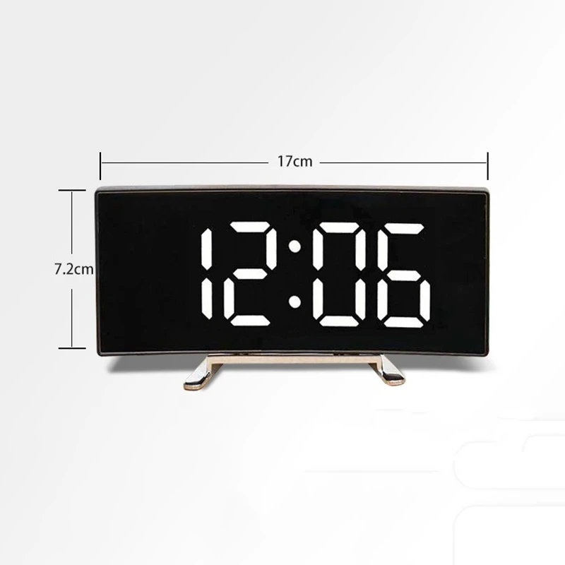 LED Curved Screen Luminous Electronic Clock Mirror Clock Living Room Large Screen Alarm Clock Home Decoration