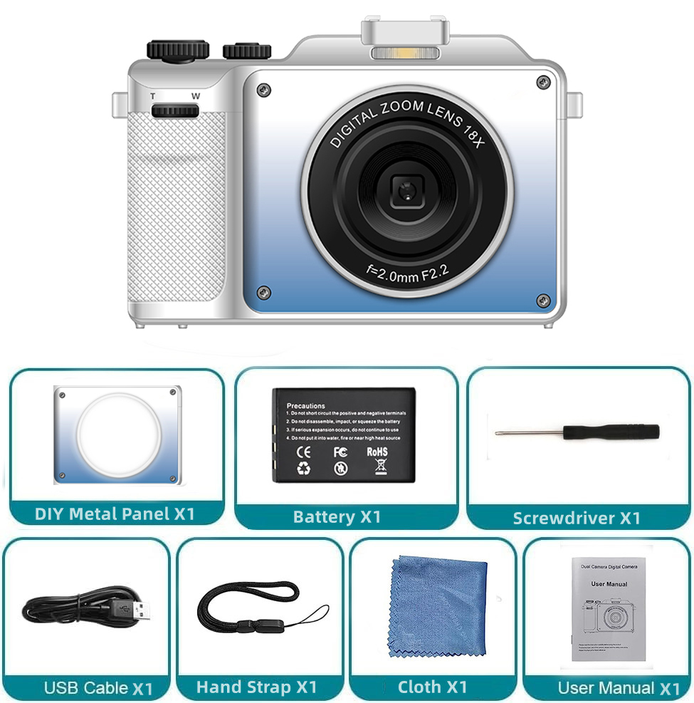 Baru! Kamera Digital 56MP untuk Fotografi Depan Belakang Lensa Ganda Selfie Vintage 4K Camcorder 18XYoutube Livestream WIFI Webcam DIY